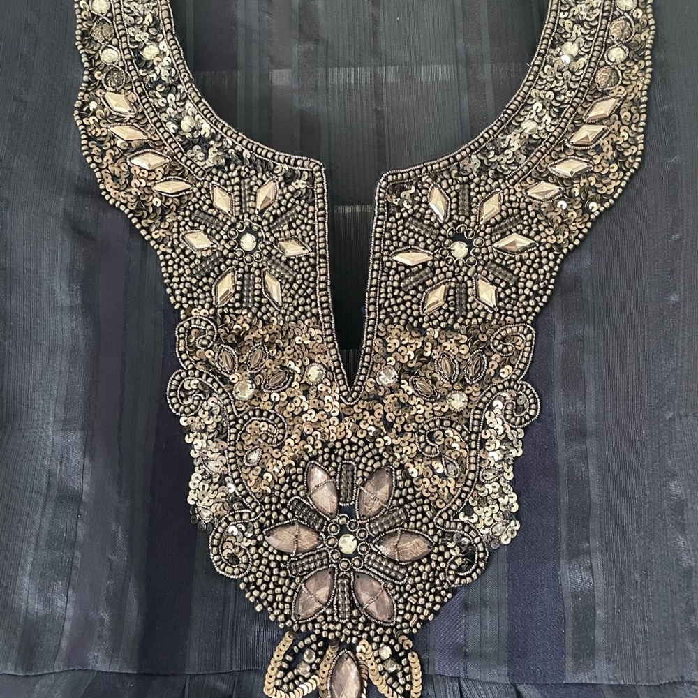 Lafayette 148 Beaded Linen Silk Blouse